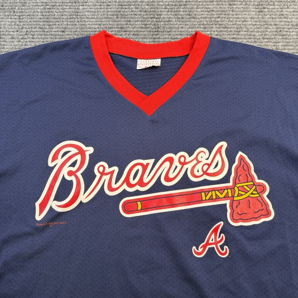 Vintage Atlanta Braves Mesh Jersey Men's Size Large Navy Blue Majestic 2000's